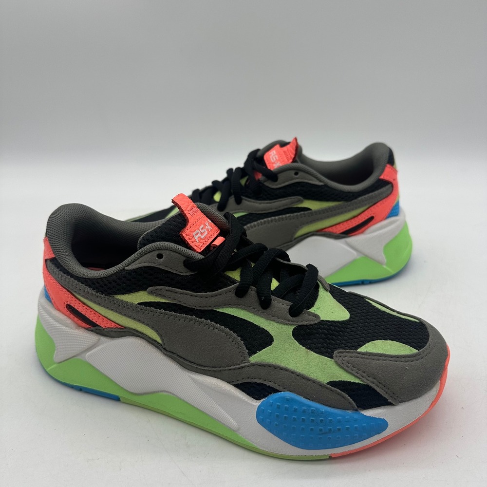 Puma 368809-01 Size 5.5 C Shoes RS-X Kids Black Grey Lime Green Blue Sneakers